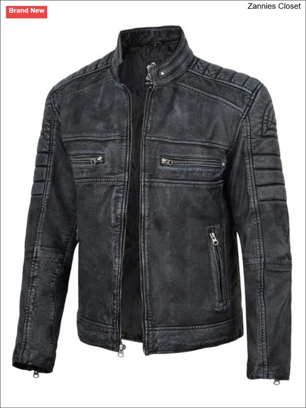 Men's Real Lambskin Leather Cafe Racer Biker Jacket